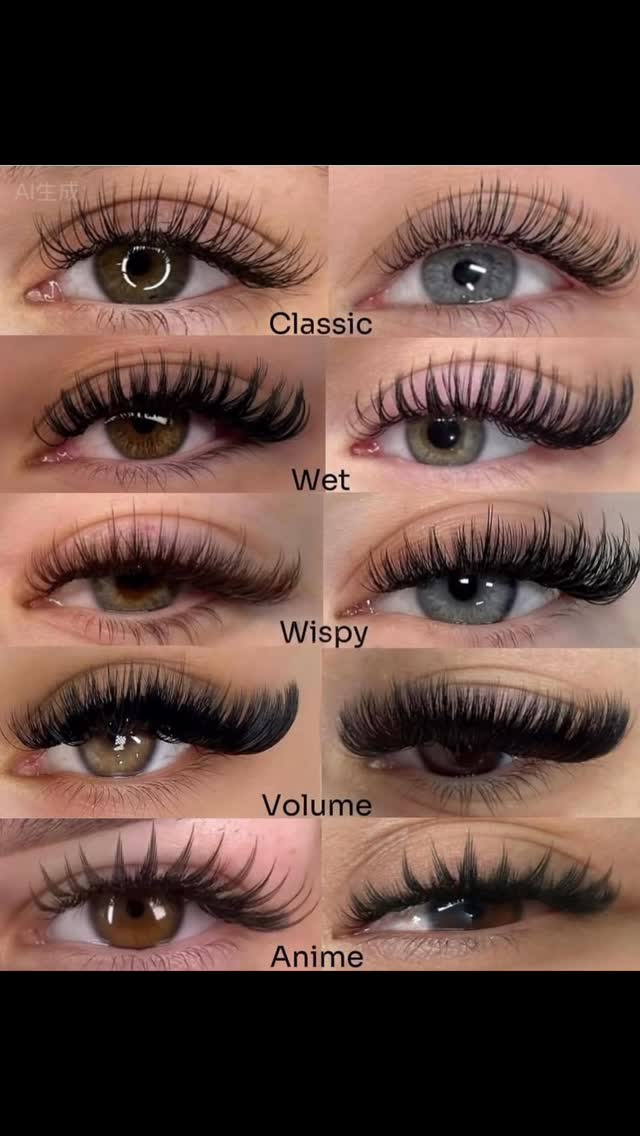 Guía visual de estilos de extensiones: pestañas clásicas, semi y volumen completo